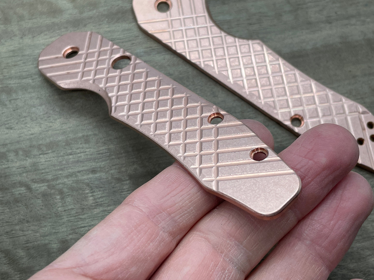 FRAG Cnc milled Tumbled Copper Scales for Spyderco SMOCK