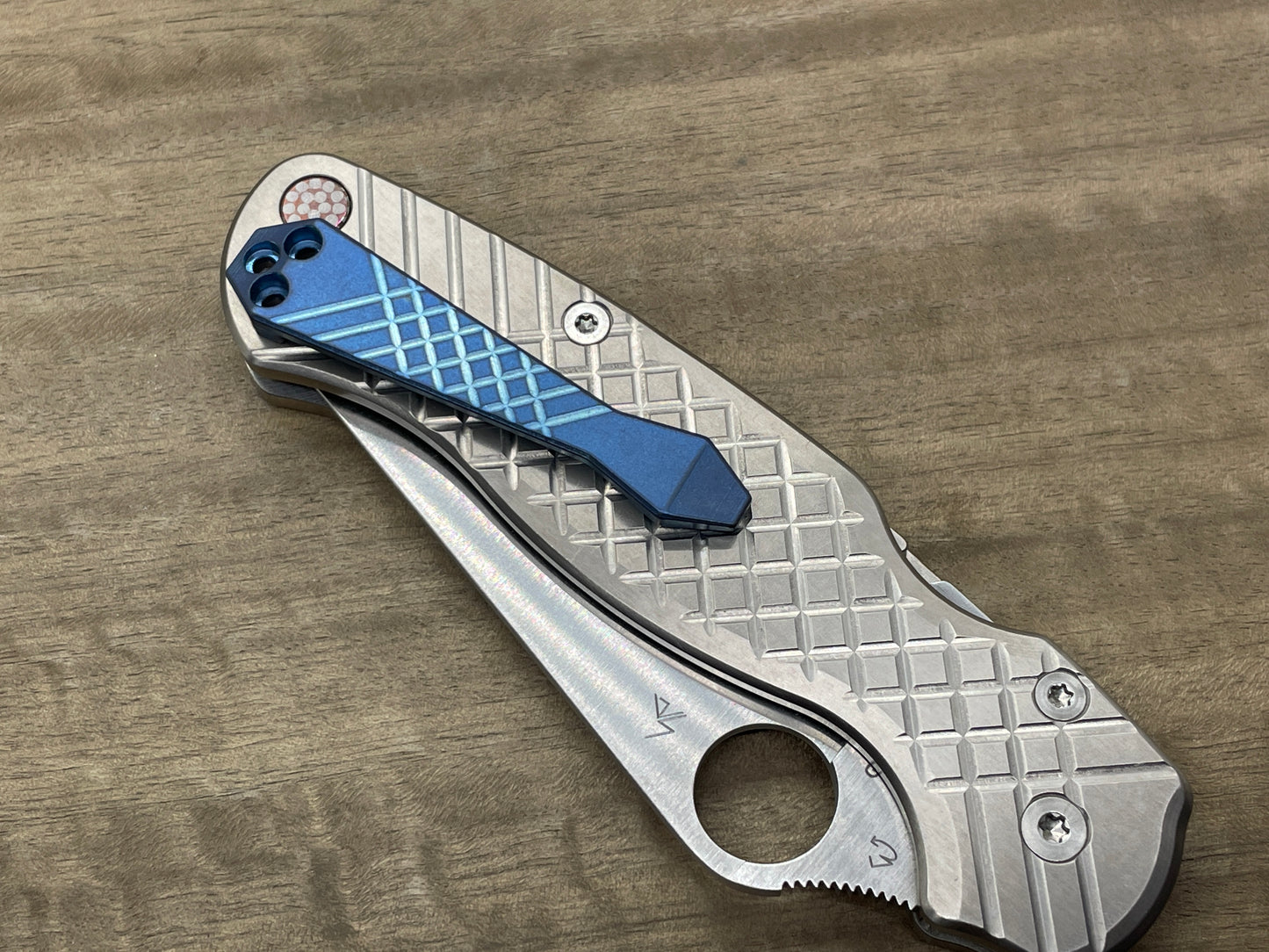 Tumbled Blue Ano FRAG Cnc milled Titanium CLIP for most Spyderco models