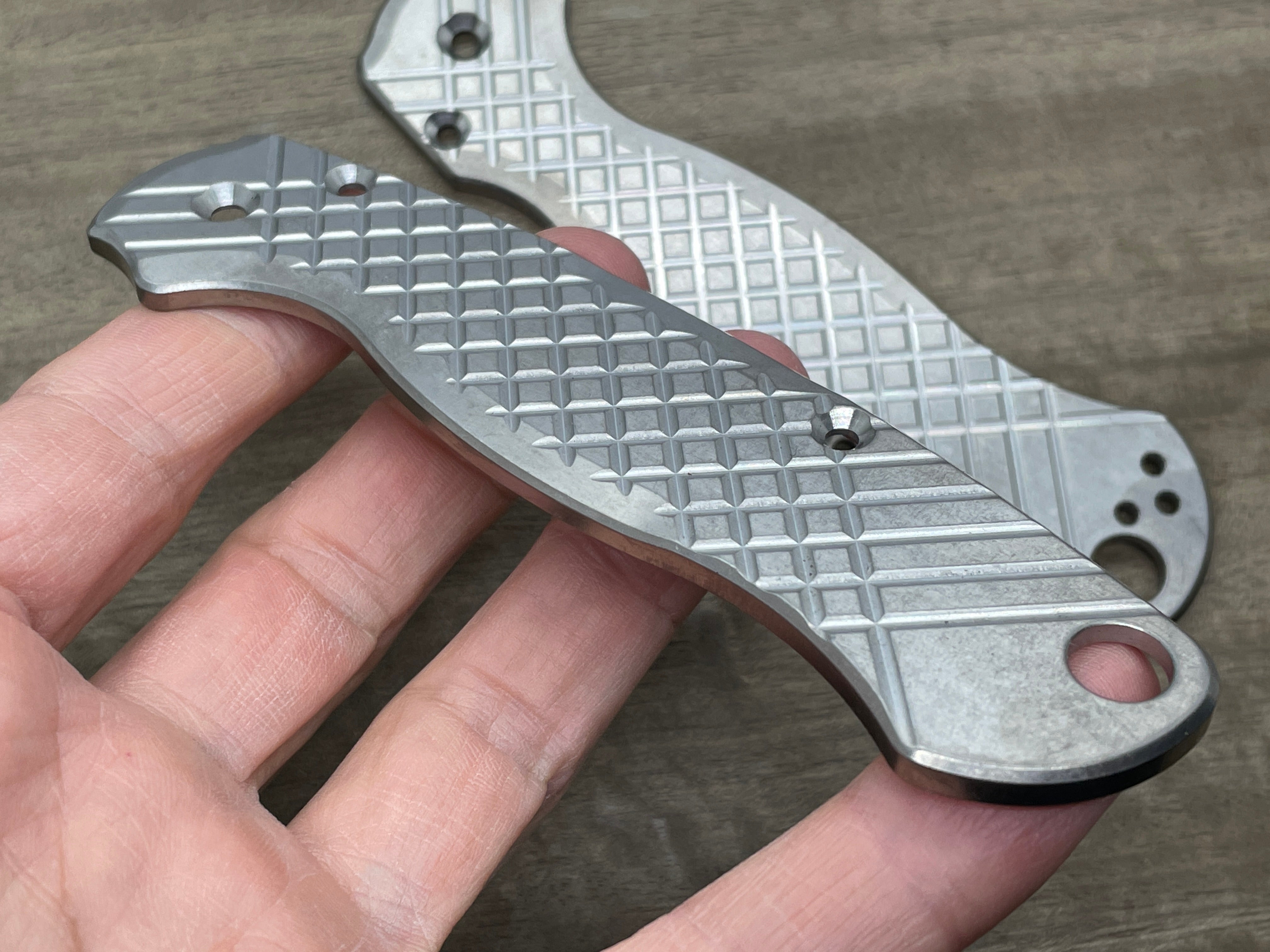 Stone Washed FRAG milled Titanium scales for Spyderco Paramilitary 2 PM2