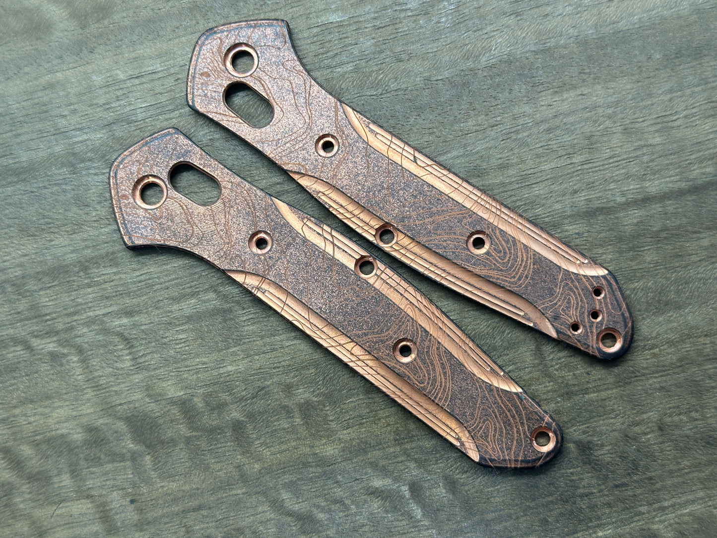 Battleworn TOPO engraved Copper Scales for Benchmade 940 Osborne