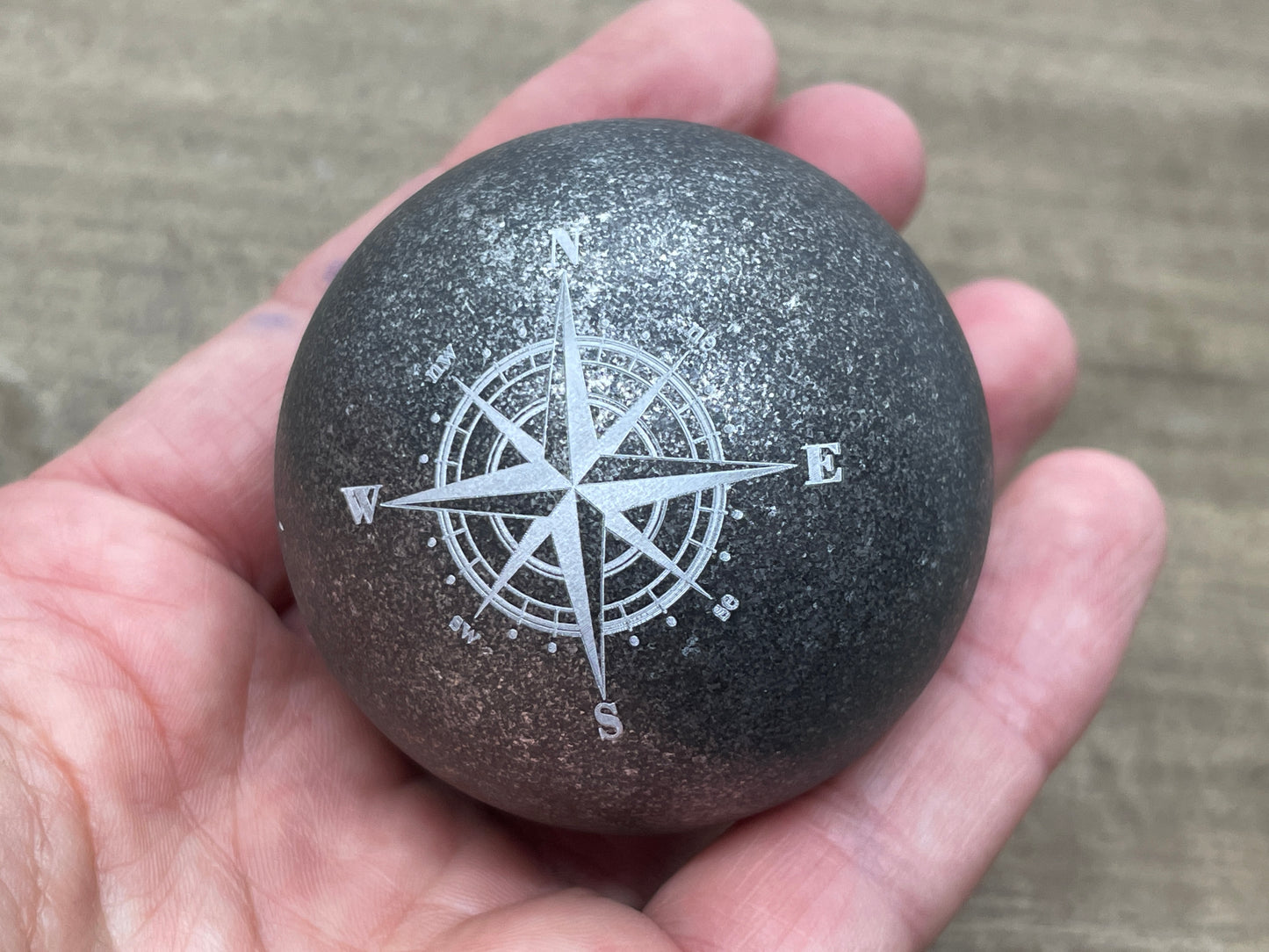 2.15" Battle Worn COMPASS Aluminum Giga SPHERE +Glow in the dark stand