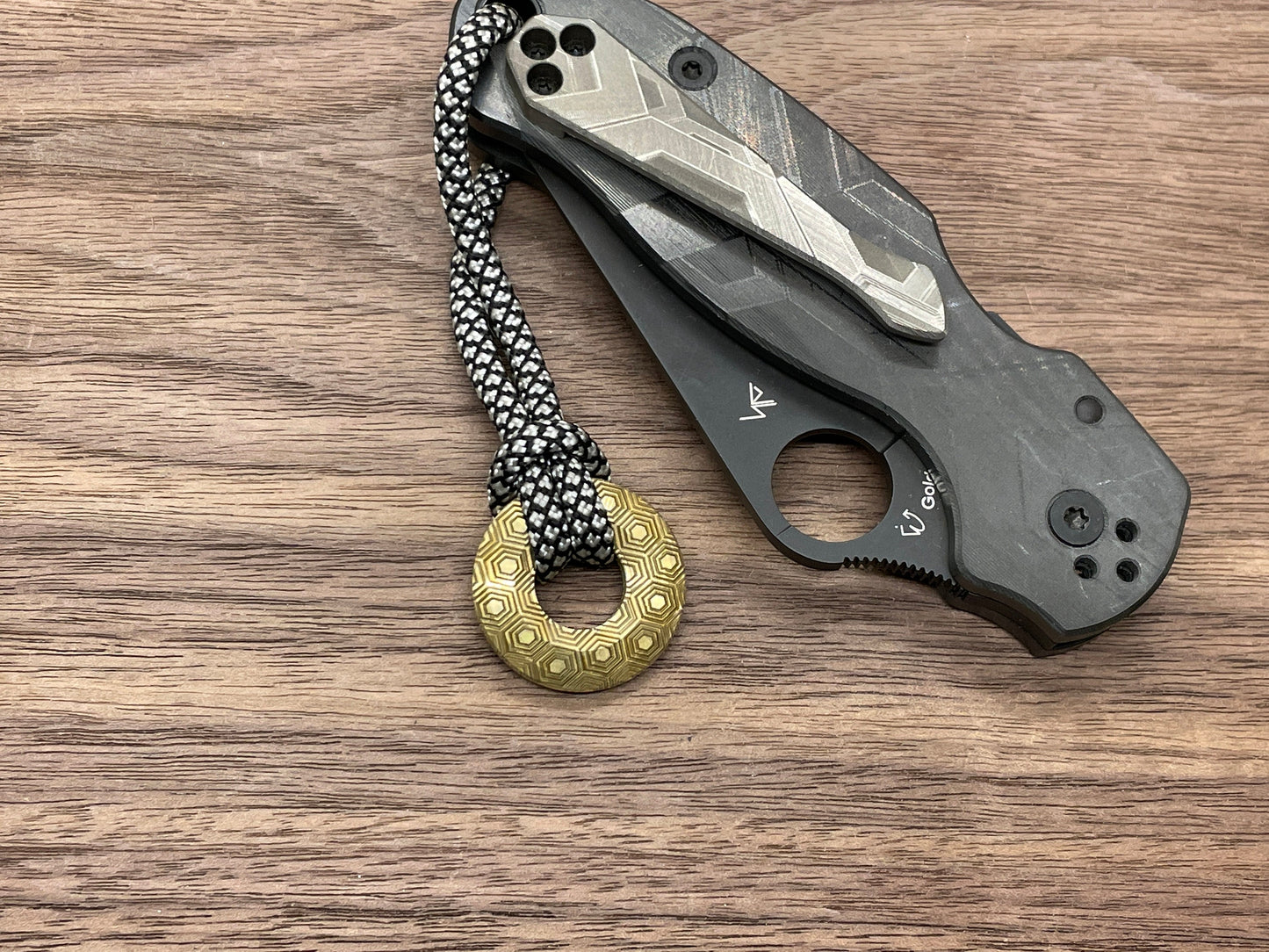 HONEYCOMB engraved Brass lanyard bead Paracord bead Dog tag