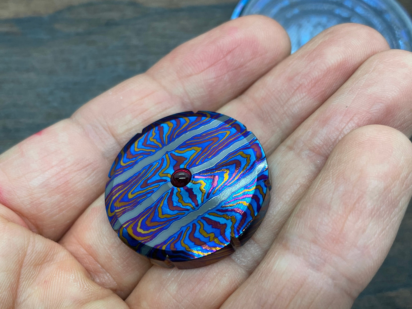 1.23in MOSAIC ZircuTi Spinning Worry Coin Black Timascus