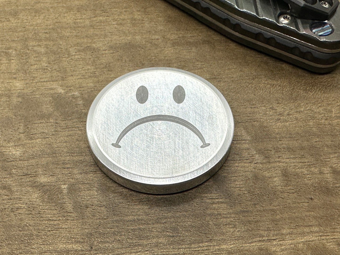 4 sizes Smiley - Sad (Yes No Decision maker) Aerospace Grade Aluminum Worry Coin