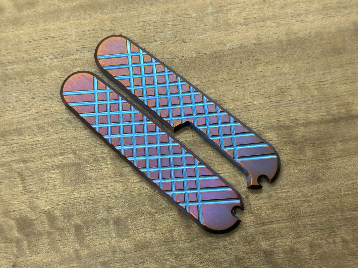 2 Tone (Blue-Purple) FRAG Cnc milled 91mm Titanium Scales for Swiss Army SAK