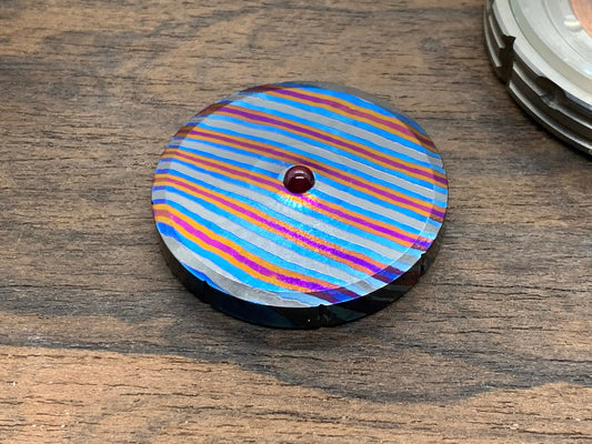 1.48" ZircuTi TWIST MEGA Spinning Worry Coin Black Timascus Spinning Coin