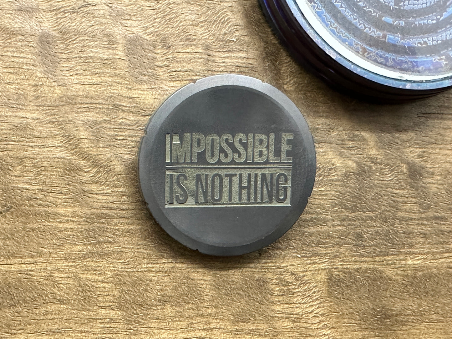 Impossible is Nothing Black TUNGSTEN Spinning Worry Coin Spinning Top