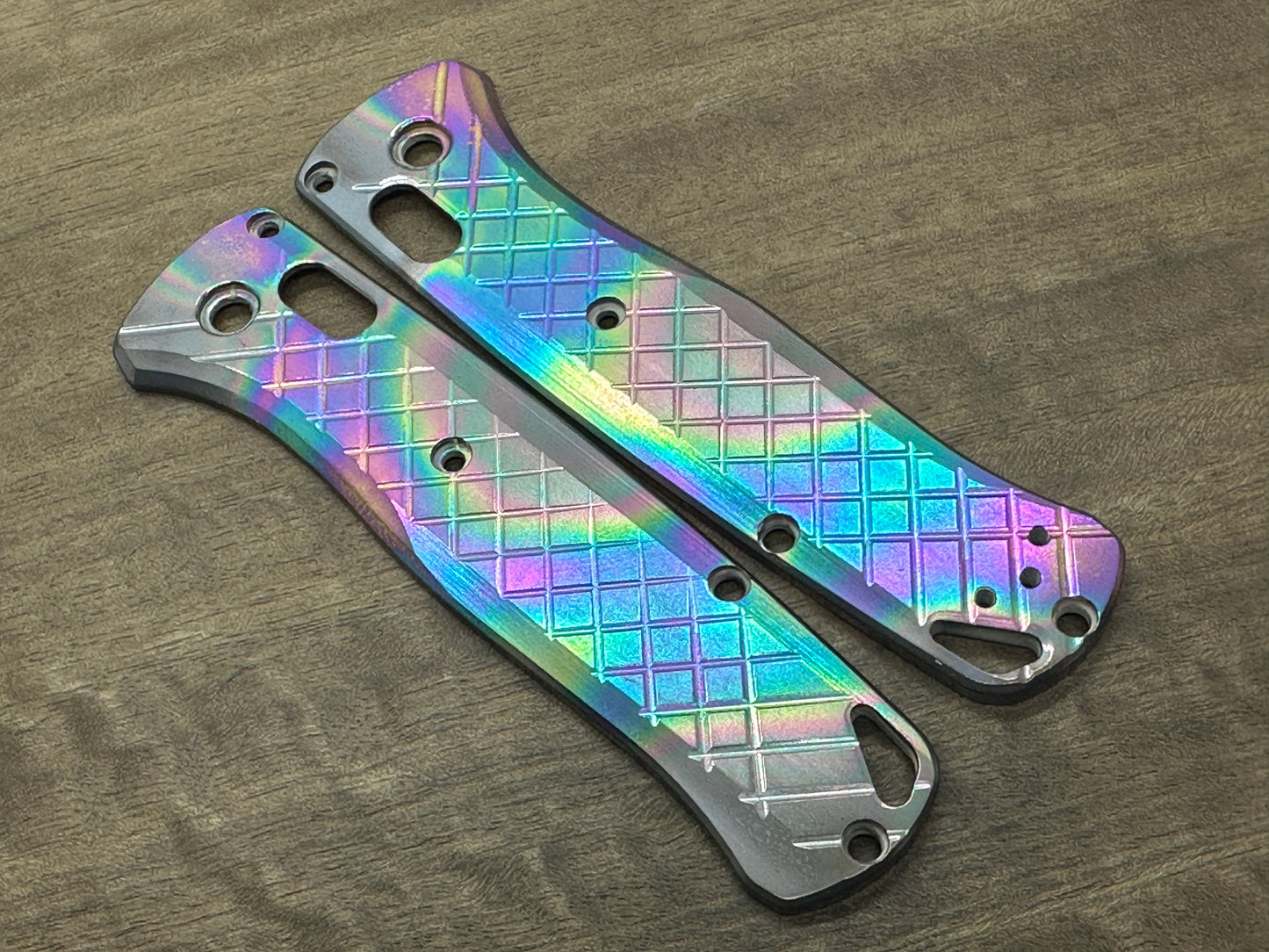 Oil Slick Polished FRAG Cnc milled Titanium Scales for Benchmade Bugout 535