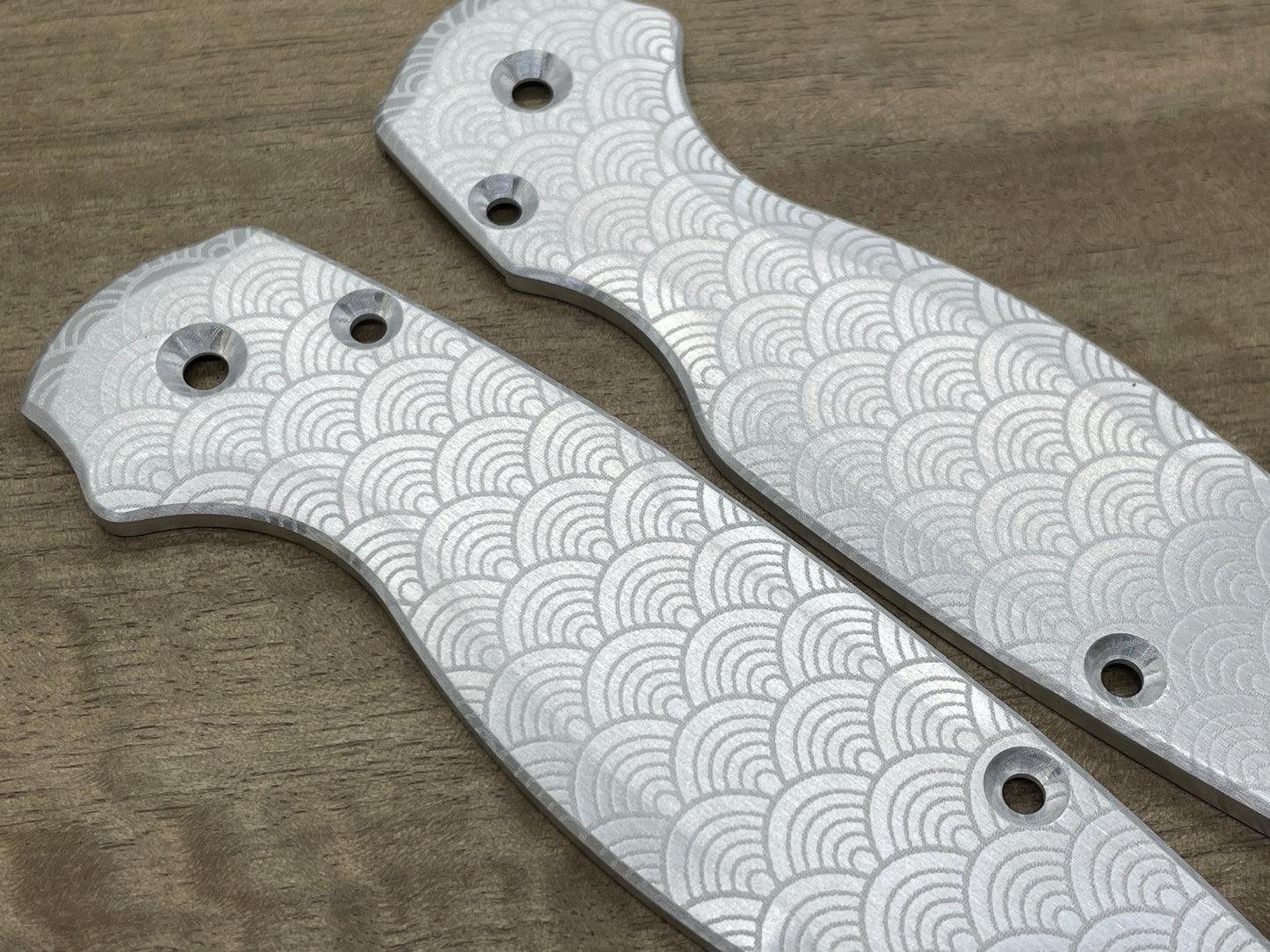 SEIGAIHA pattern Aerospace Aluminum scales for Spyderco Paramilitary 2 PM2