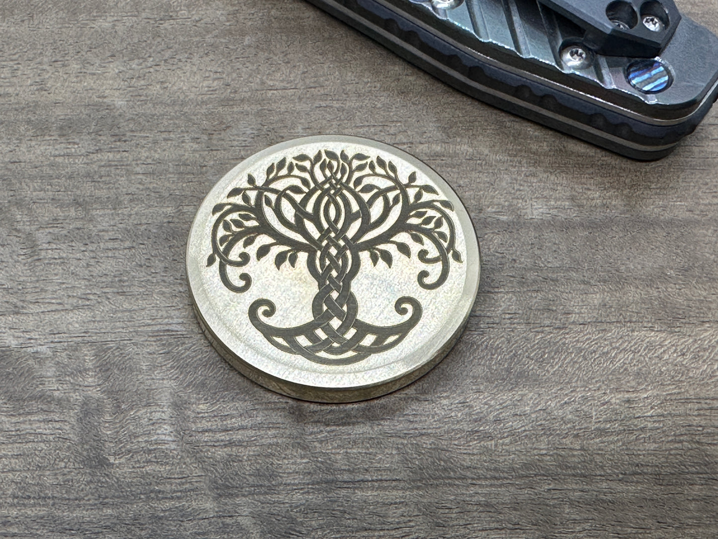 3 Sizes TREE of LIFE / Celtic Cross Brass Worry Coin