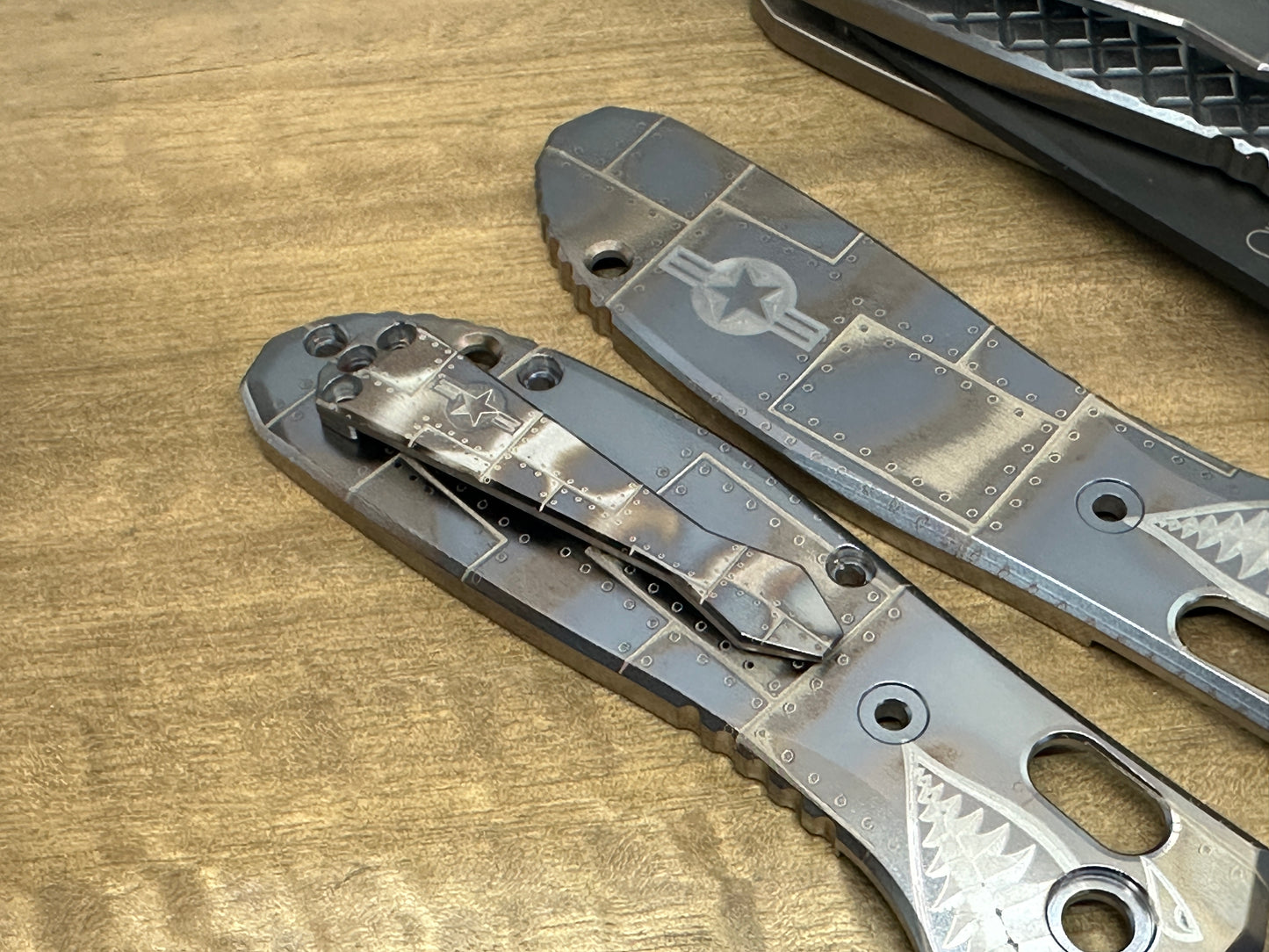 Black P40 RIVETED engraved Dmd Titanium CLIP for most Benchmade models