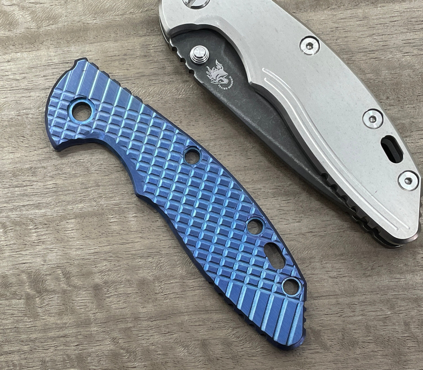 Blue Anodized Battleworn FRAG Cnc milled Titanium scale for XM-18 3.5 HINDERER