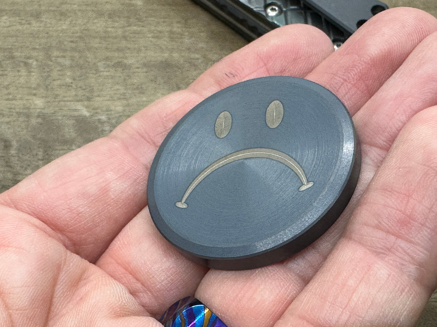 4 sizes Smiley - Sad (Yes-No decision maker) Black Tungsten Worry Coin