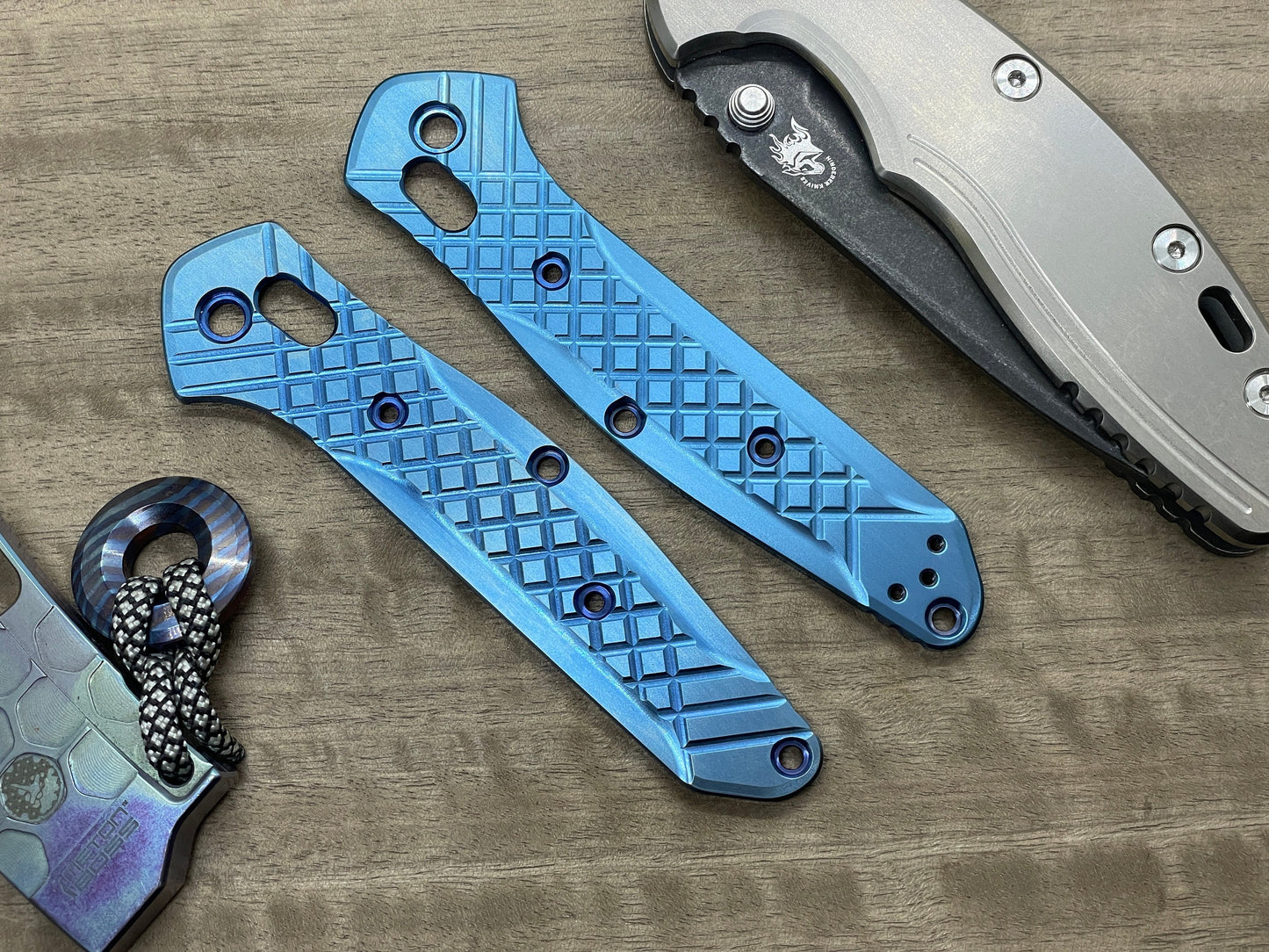 FRAG milled Blue Ano Titanium Scales for Benchmade 940 Osborne