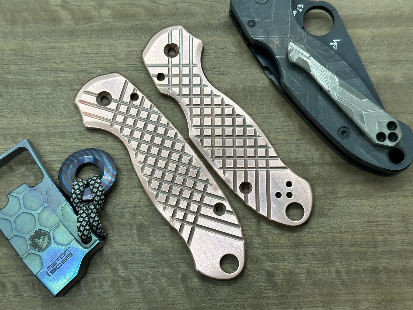 FRAG Cnc milled 2-Tone Dark & Brushed Copper Scales for Spyderco Para 3