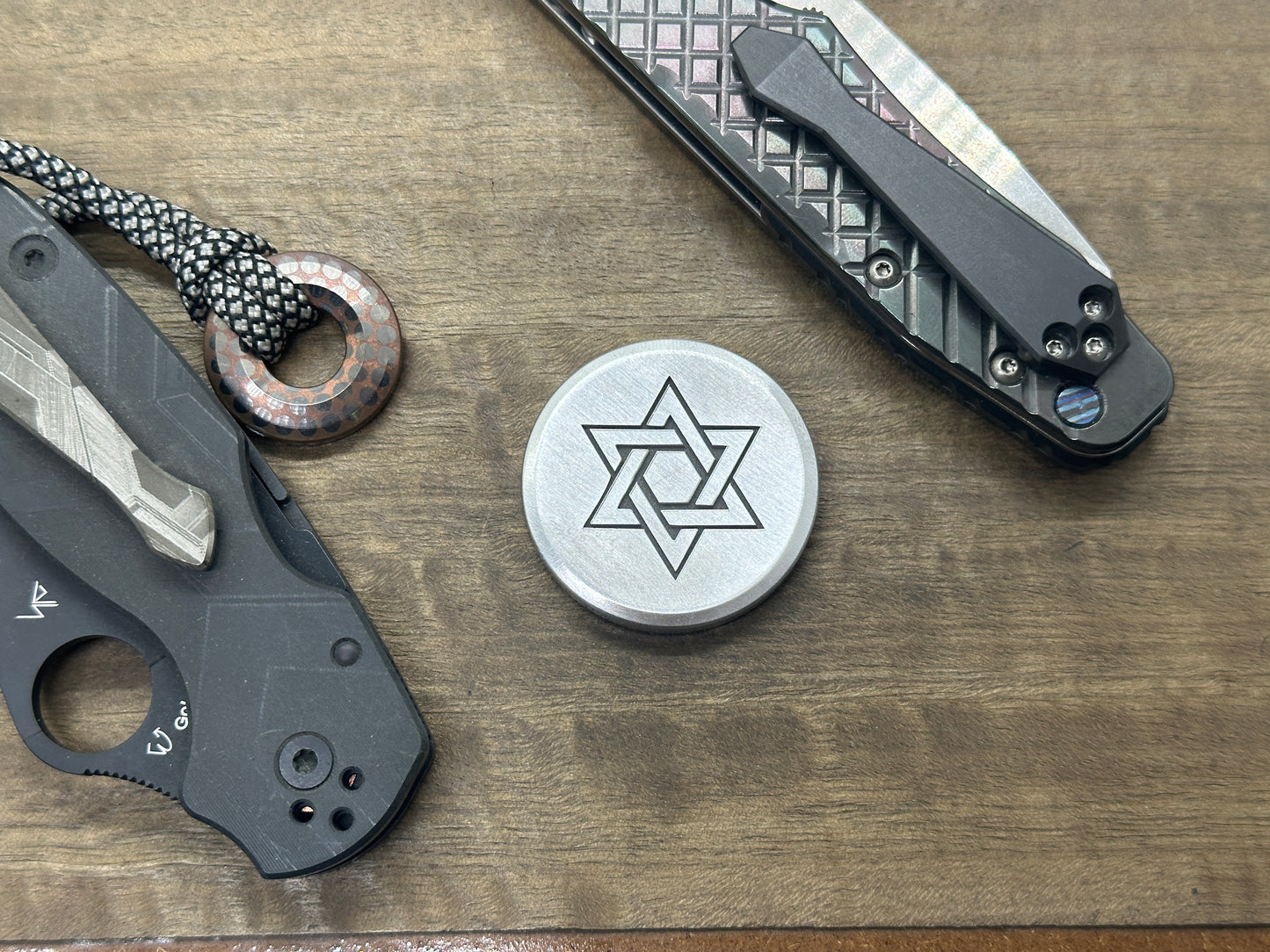 4 sizes Stars of David engraved Aluminum Worry Coin