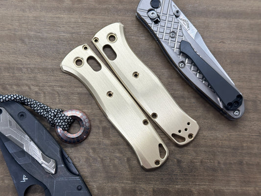 Brushed Brass Scales for Benchmade Bugout 535