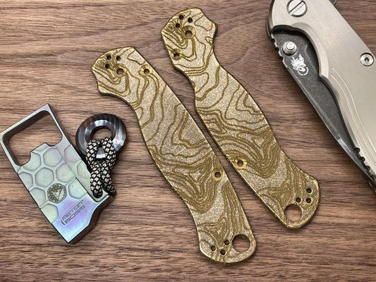 Battleworn TOPO engraved Brass Scales for Spyderco Paramilitary 2 PM2