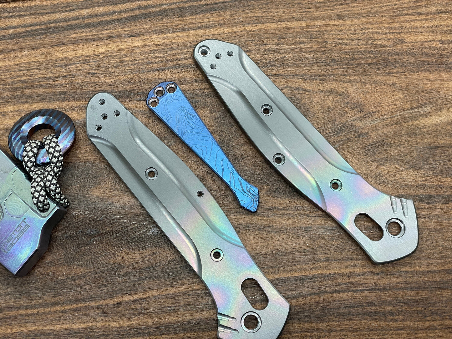 Blue ano TOPO engraved SPIDY Titanium CLIP for most Benchmade models