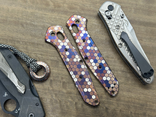 HONEYCOMB heat ano engraved Titanium Scales for Benchmade 940 Osborne