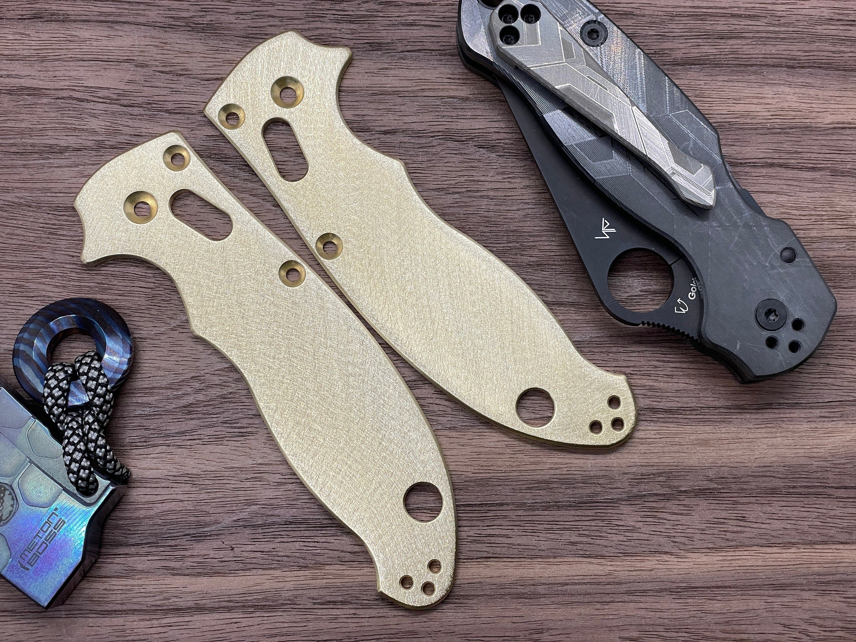 Deep BRUSHED Brass scales for Spyderco MANIX 2