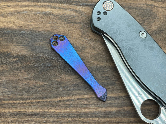 Flamed VICTORIA engraved SPIDY Titanium CLIP for most Spyderco models