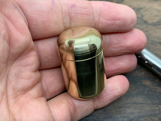 Polished Brass Pill Box Pocket Pill Case Stash box Meton-Vault