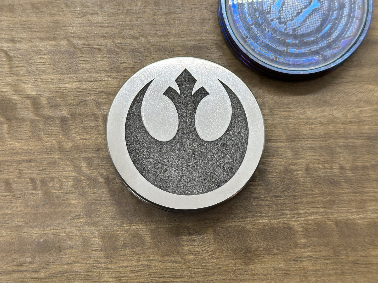 REBEL ALLIANCE Deep engraved Titanium Spinning Worry Coin