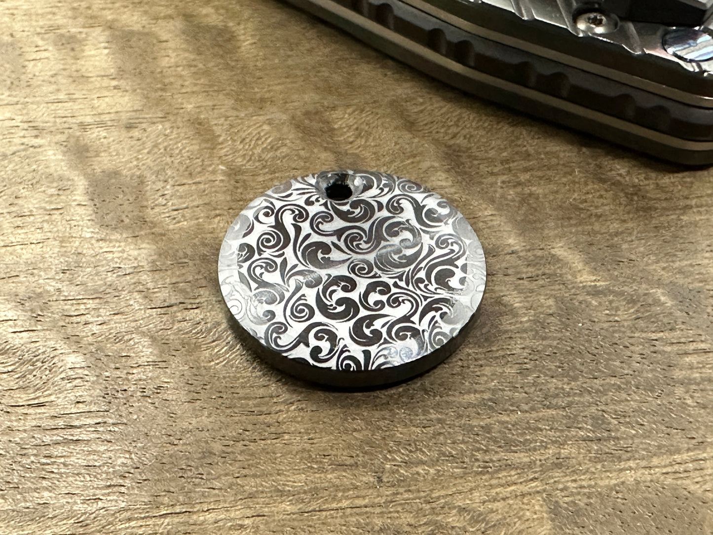 VICTORIA engaved Black Zirconium Pendant Keychain