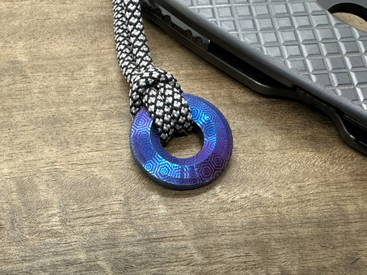 Flamed HONEYCOMB engraved Titanium lanyard bead Paracord bead Dog tag