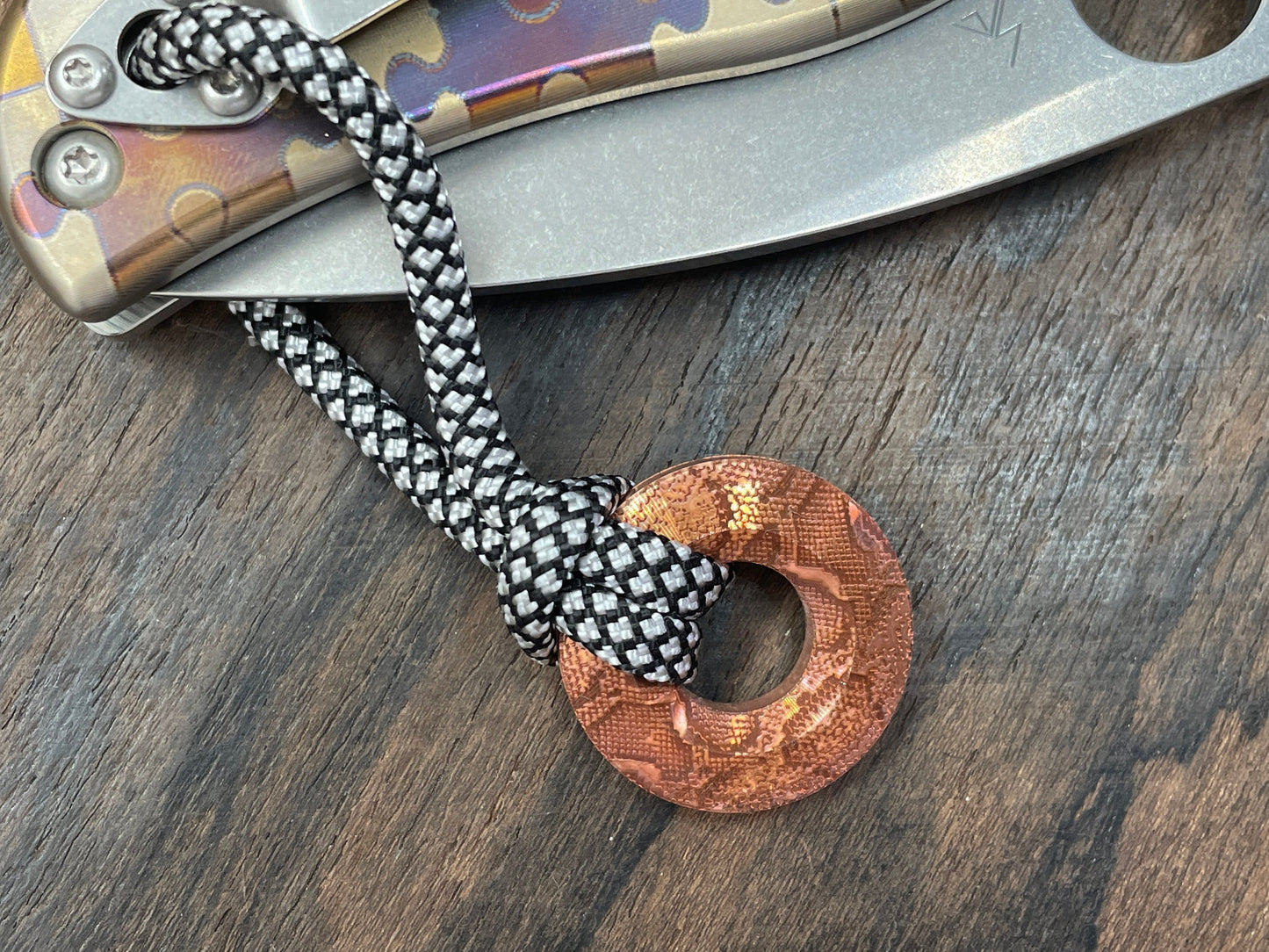 REPTILIAN engraved Copper lanyard bead Paracord bead Dog tag