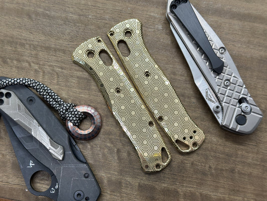 Polished HONEYCOMB engraved BRASS Scales for Benchmade Bugout 535