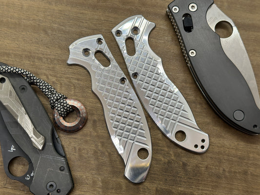 Polished FRAG milled Aerospace grade Aluminum Scales for Spyderco MANIX 2