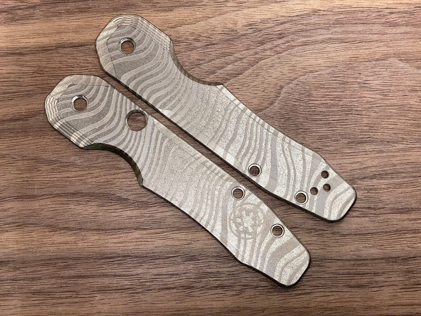 Battleworn BESKAR Mandalorian Titanium Scales for Spyderco SMOCK