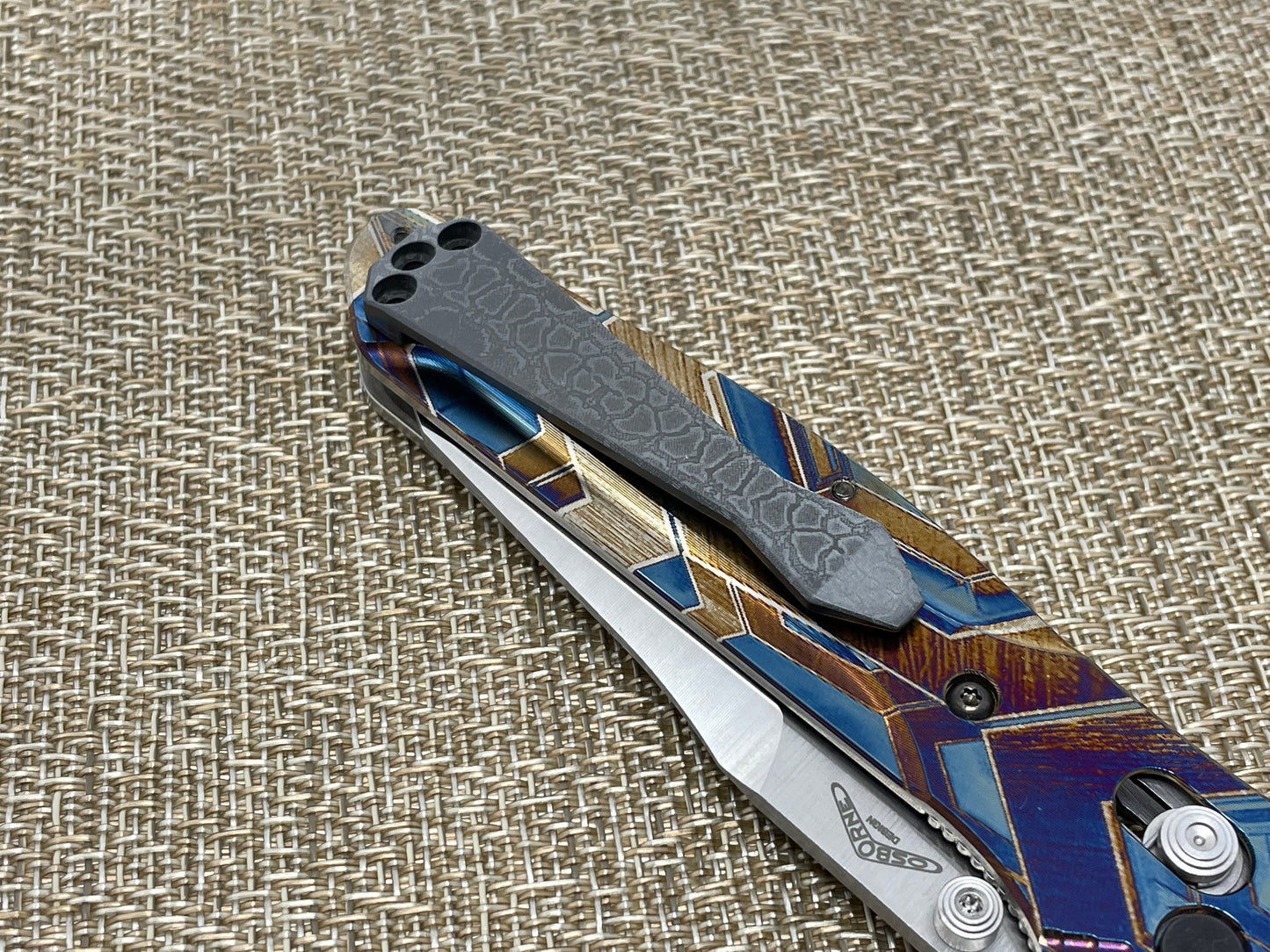 REPTILIAN engraved Black Zirconium Dmd CLIP for most Benchmade models