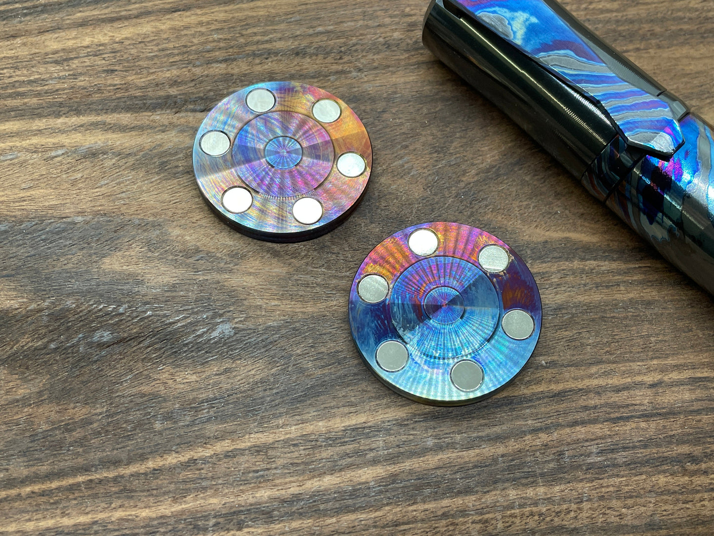Flamed Sun-Moon CLICKY HAPTIC Coins Stainless Steel Haptic Slider Adhd