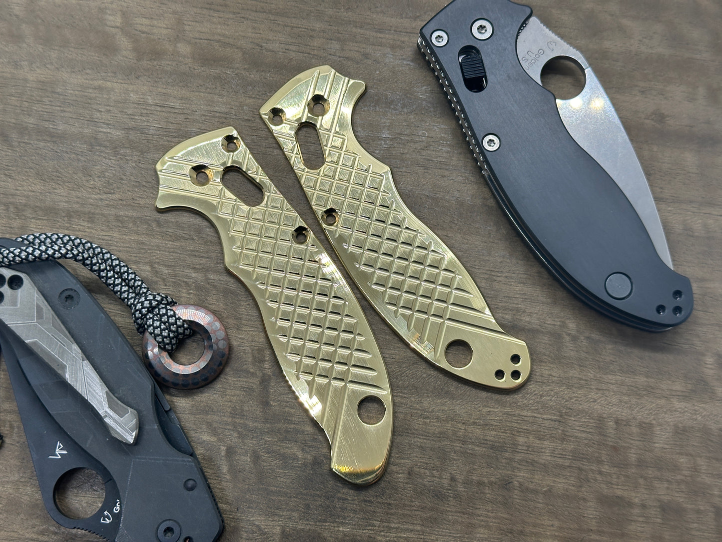 FRAG Cnc milled Polished Brass Scales for Spyderco MANIX 2