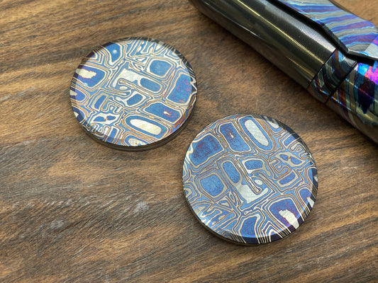 HAPTIC Coins CLICKY Mokume pattern heat ano Titanium Fidget