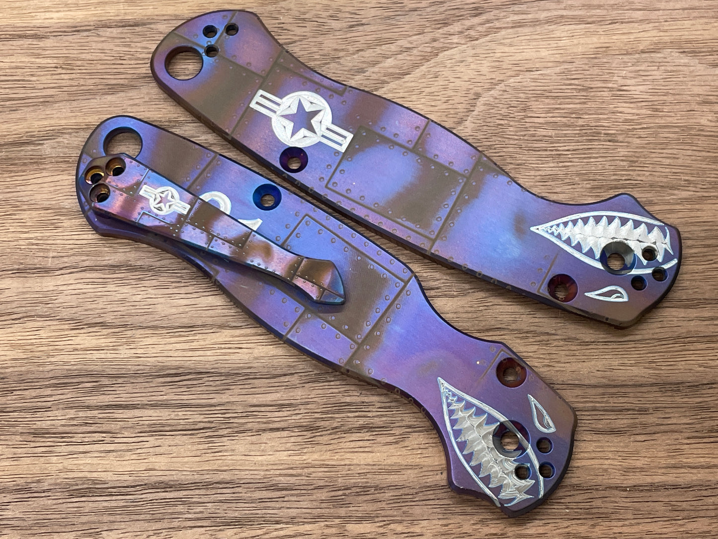 P40 Riveted Flamed Spidy Titanium CLIP for most Spyderco models