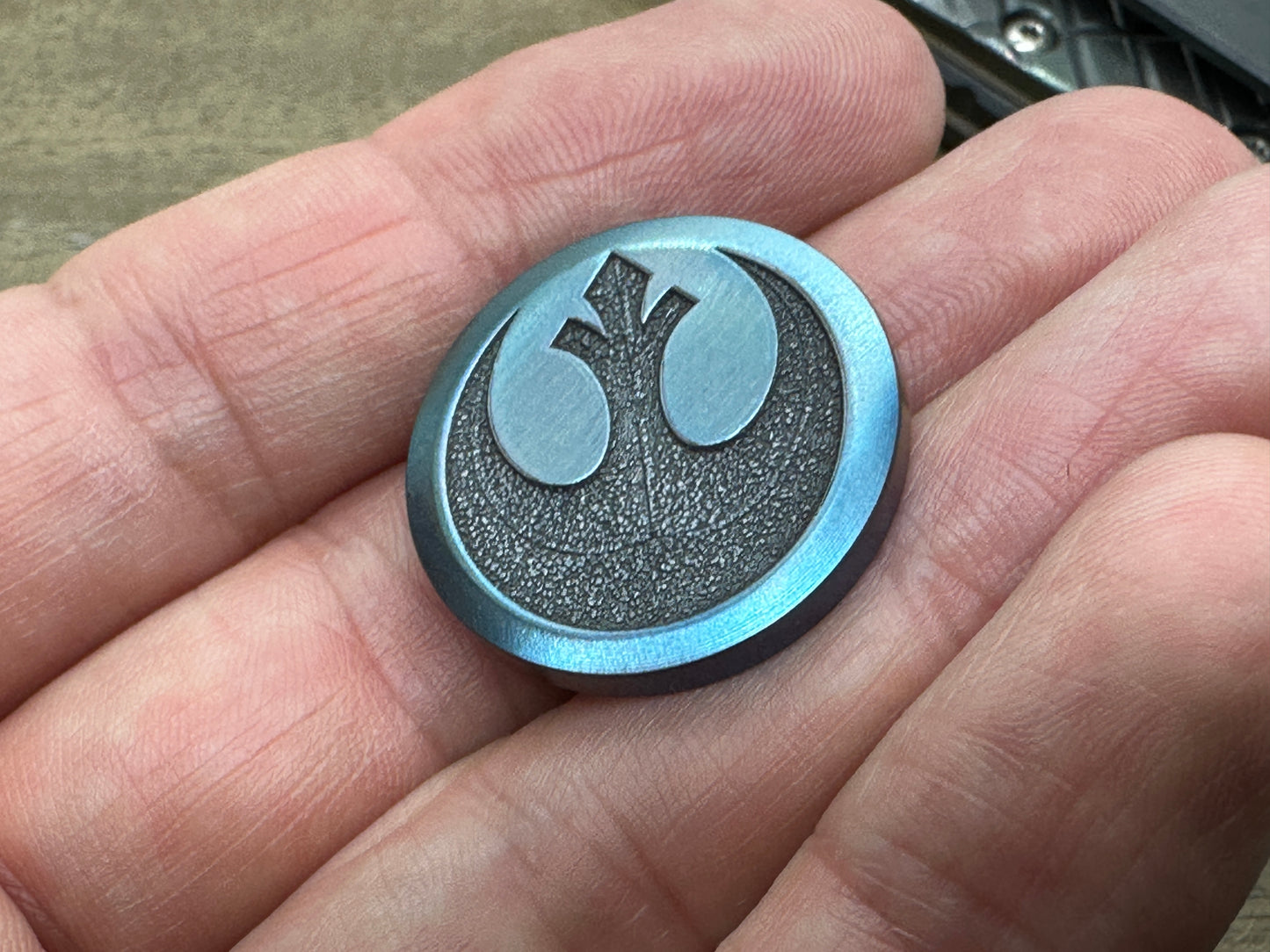 4 sizes Deep engraved STAR WARS Rebel Alliance Flamed Greek Ascoloy Worry Coin