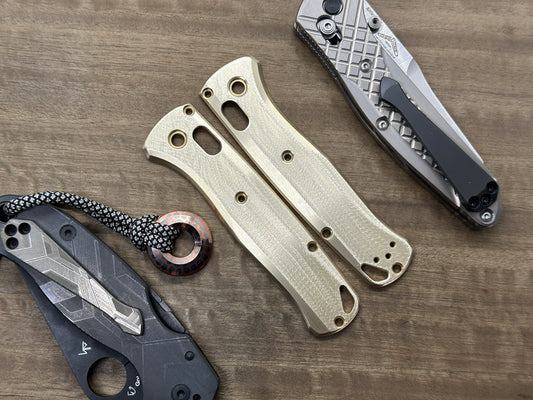 Proprietary Deep Brushed Brass Scales for Benchmade Bugout 535