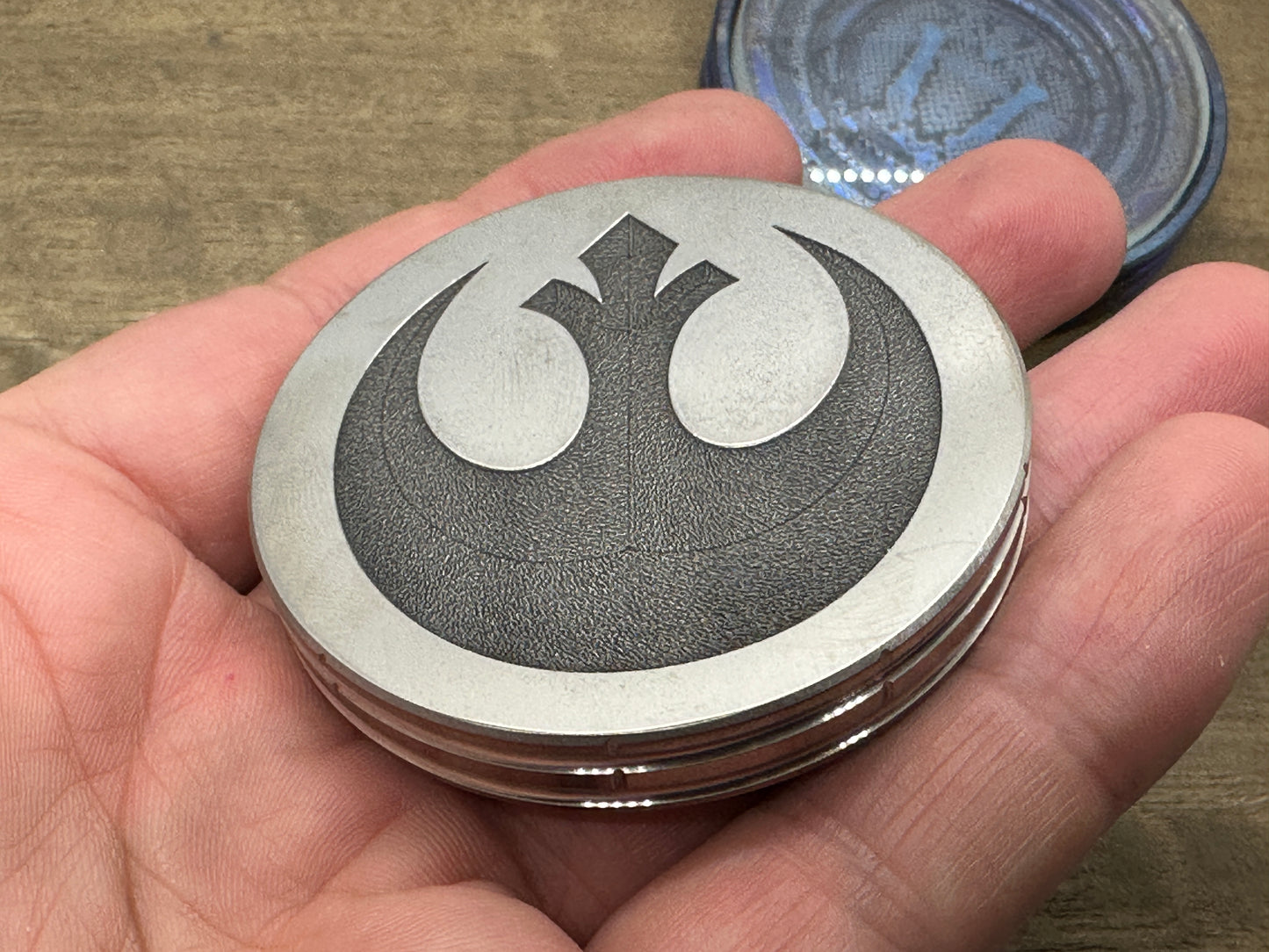 REBEL ALLIANCE Deep engraved Titanium Spinning Worry Coin