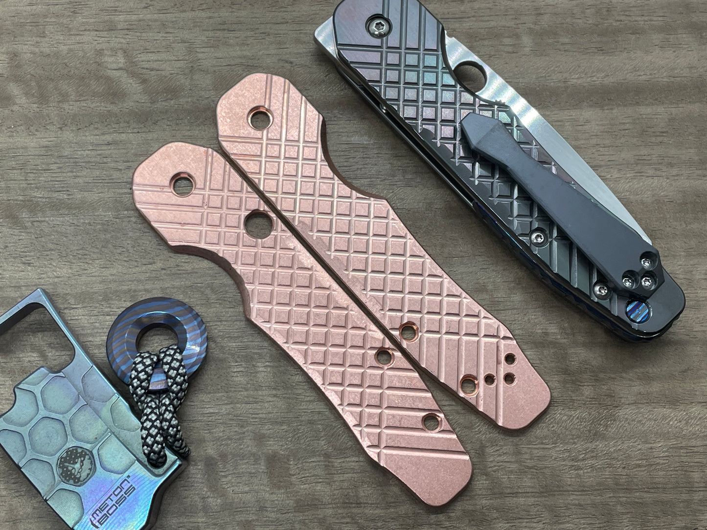 FRAG Cnc milled Tumbled Copper Scales for Spyderco SMOCK