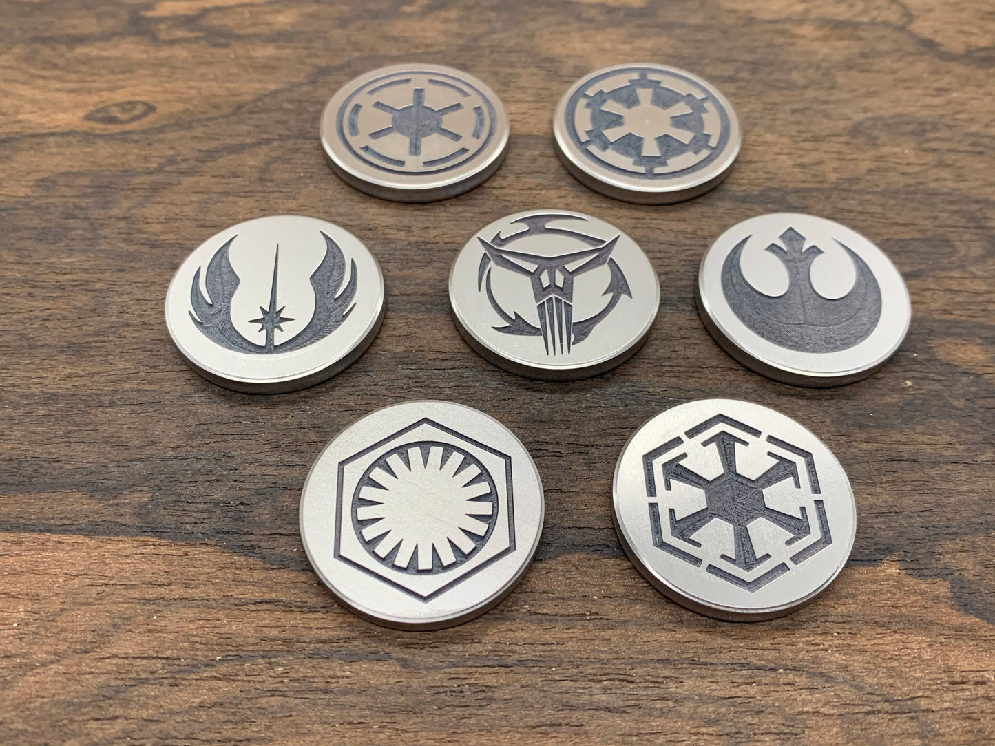 Deep engraved STAR WARS Symbols Titanium Coin for Billetspin Gambit