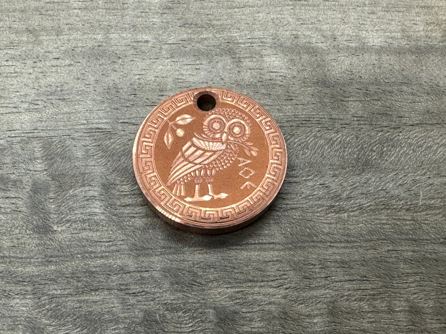 The OWL engraved Copper PENDANT Keychain