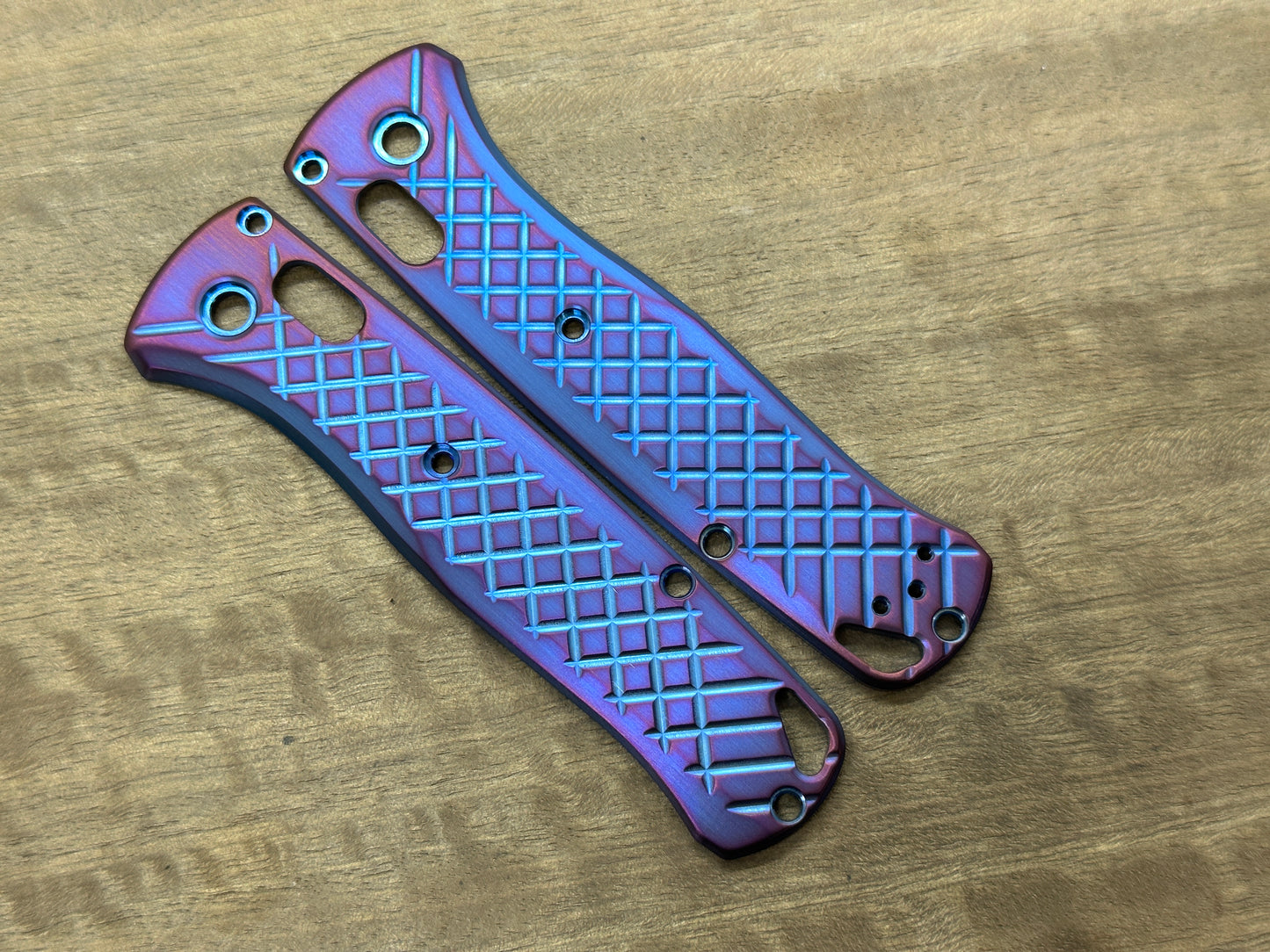 2 Tone (Blue-Purple) FRAG Cnc milled Titanium Scales for Benchmade Bugout 535