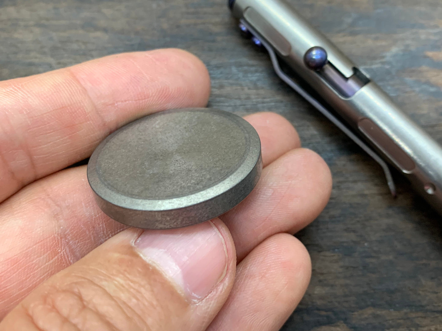 4 sizes Tumbled Titanium Worry Coin