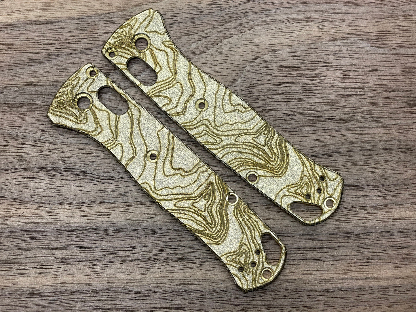 Battleworn BRASS Topo engraved Scales for Benchmade Bugout 535