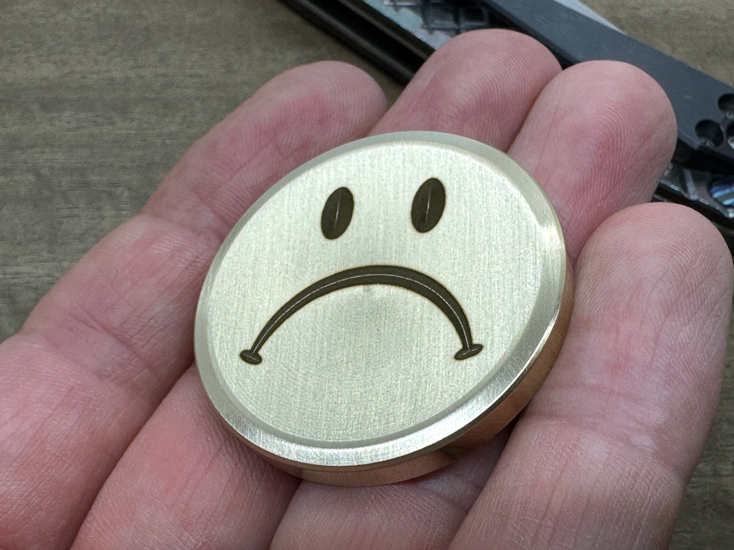 3 sizes Smiley - Sad (Yes-No decision maker) Brass Worry Coin