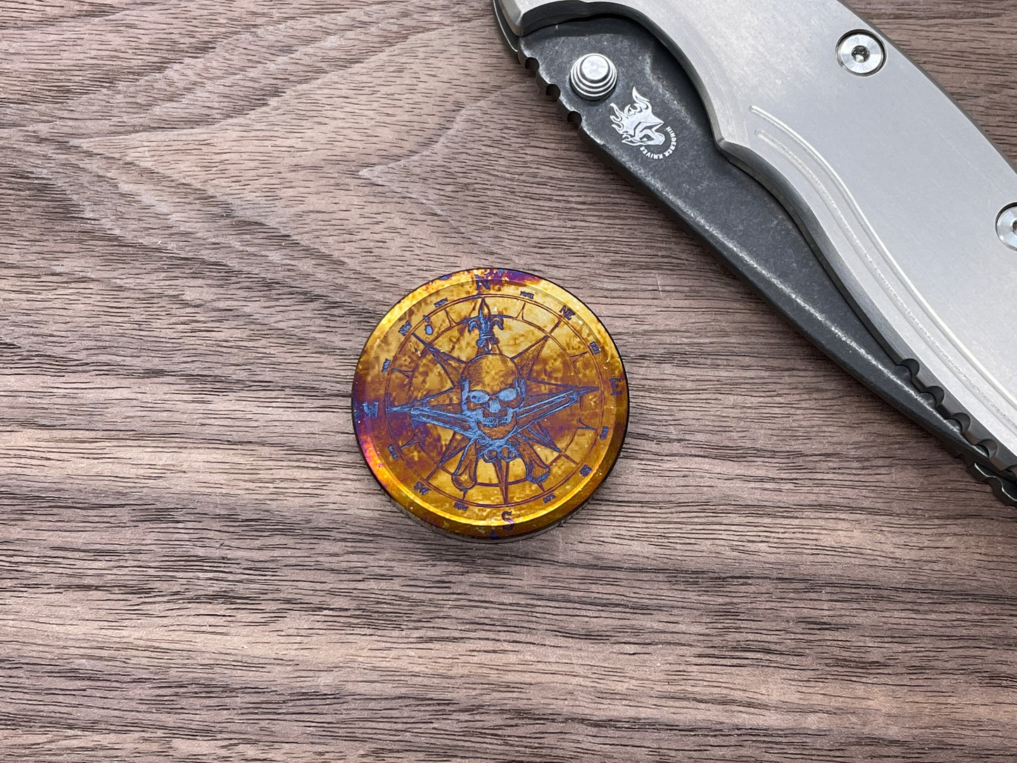 4 sizes PIRATE Compass heat ano Titanium Worry Coin